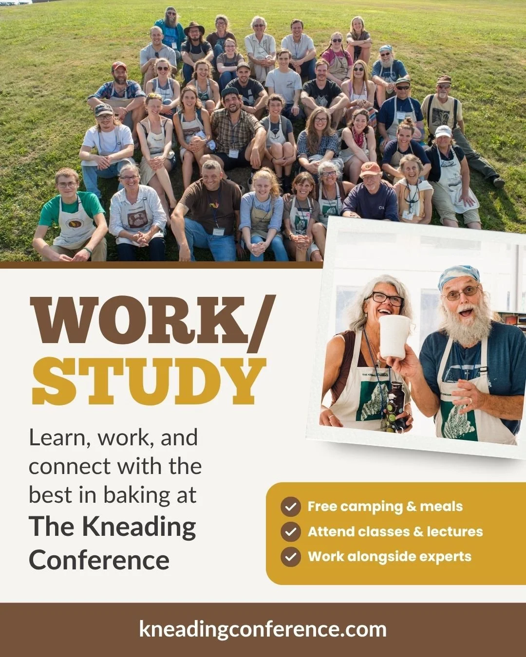 Want to be on the inside at this year's Kneading Conference? Our Work/Study Program is now accepting applications!

For just $100, you'll get free camping, meals, access to workshops, and the chance to work alongside some of the biggest names in baki