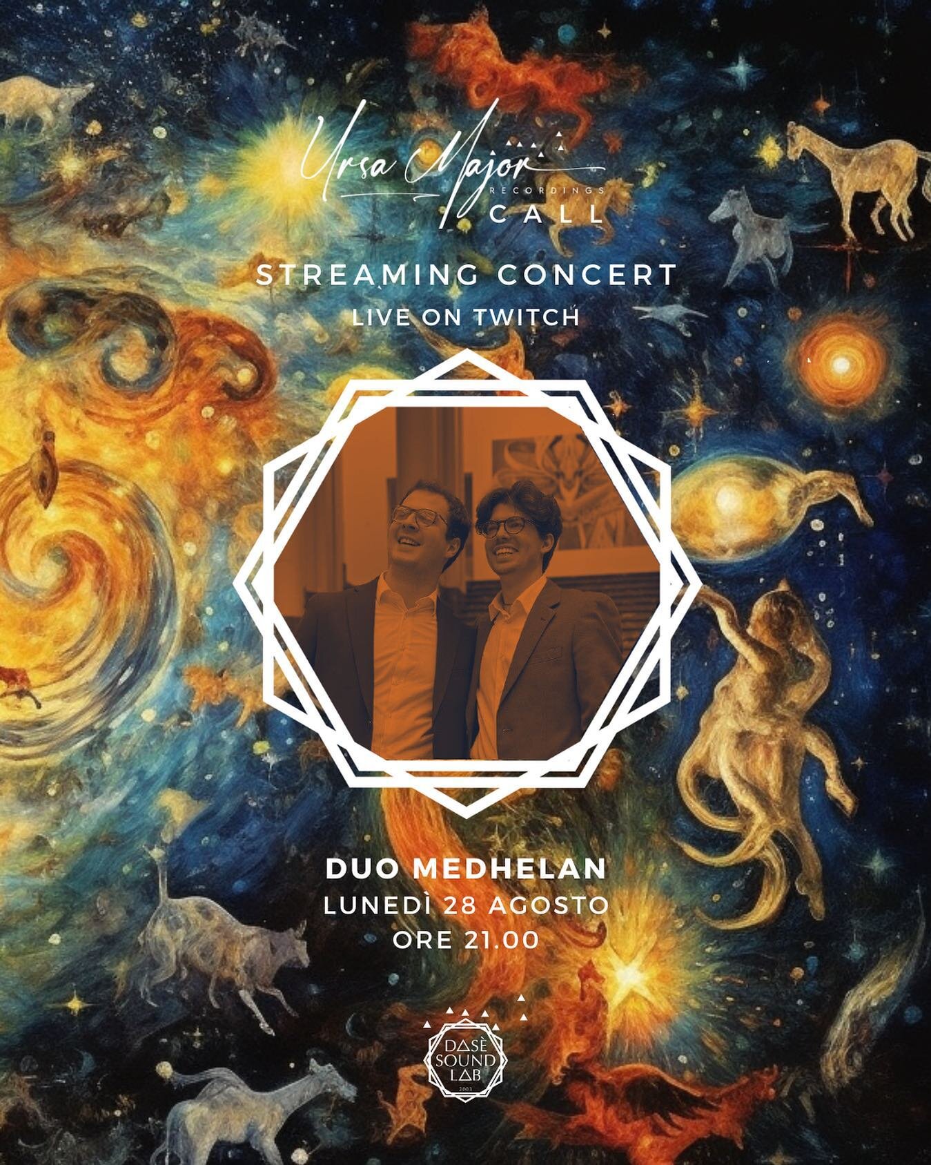 Luned&igrave; sera (28 agosto), il nono appuntamento del format Ursa Call in live streaming su twitch.

Ursa Major Recording Studio presenta @medhelan.duo alle ore 21.00.

Connettiti su Twitch e goditi il concerto. 🎶🎵

Per restare aggiornati su tut