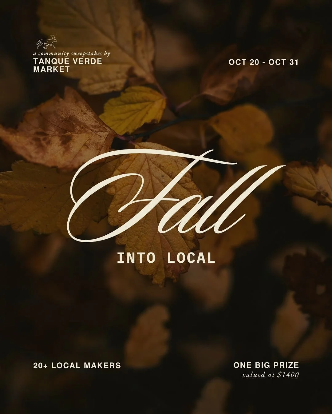 🍂 Fall Into Local starts NOW! 🍂

 We&rsquo;re teaming up with @tanqueverdemarket + 23 amazing Tucson makers for the ultimate giveaway: $1400 in local goodies + gift cards! 
✨ Enter today: [link in bio]
 ✨ Winner announced on November 1st 
 ✨ Just i
