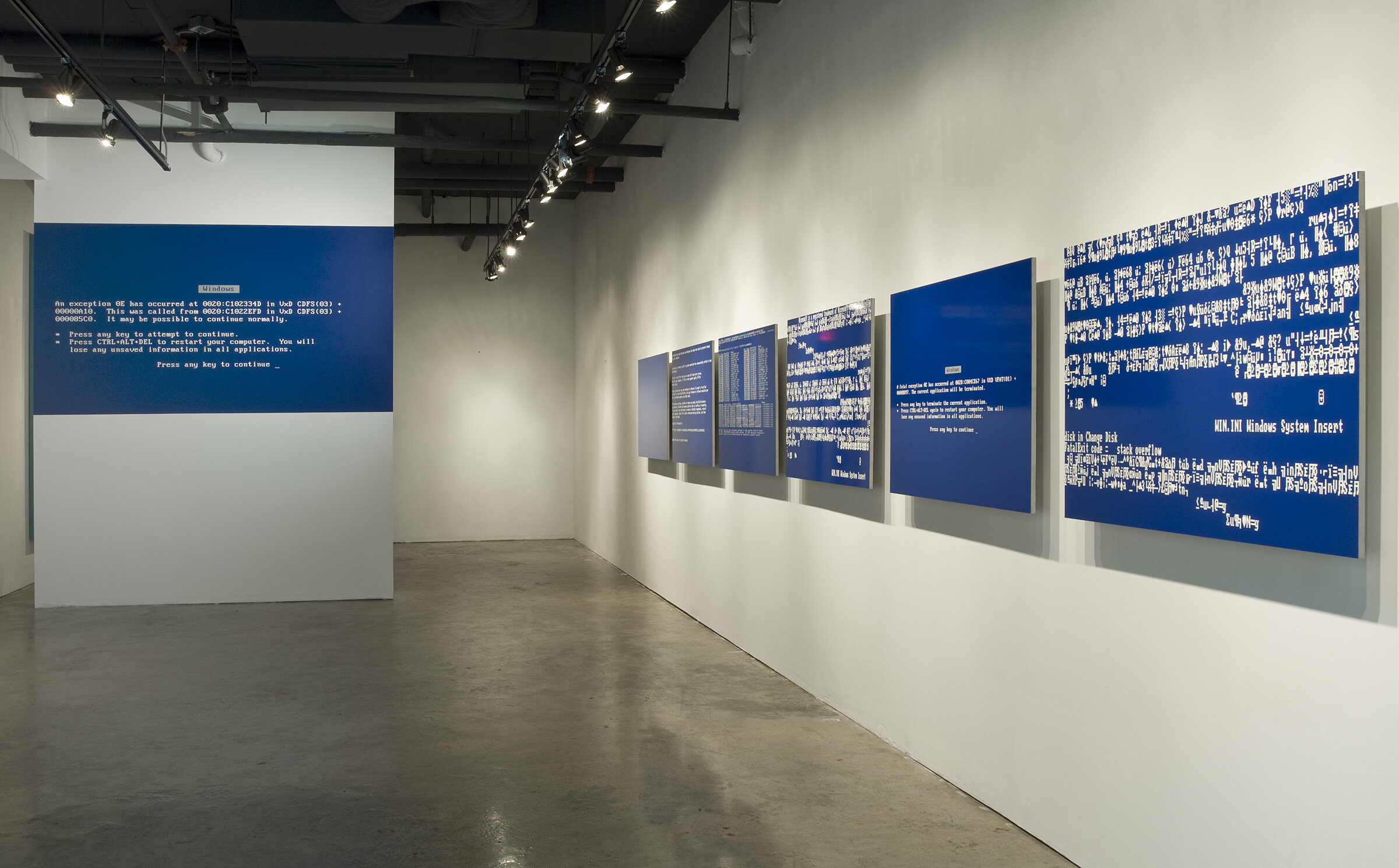 Michael Edward Miller BSoD , 2014, spray paint on powder-coated, sandblasted, half-inch thick aluminum sheets