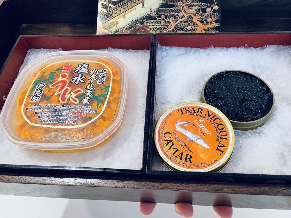 Ensui Uni and White Sturgeon Caviar