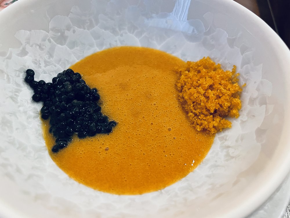 Uni with Dry Mullet Roe and Caviar