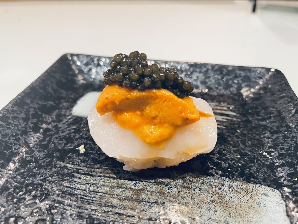 Scallop with Uni and Caviar