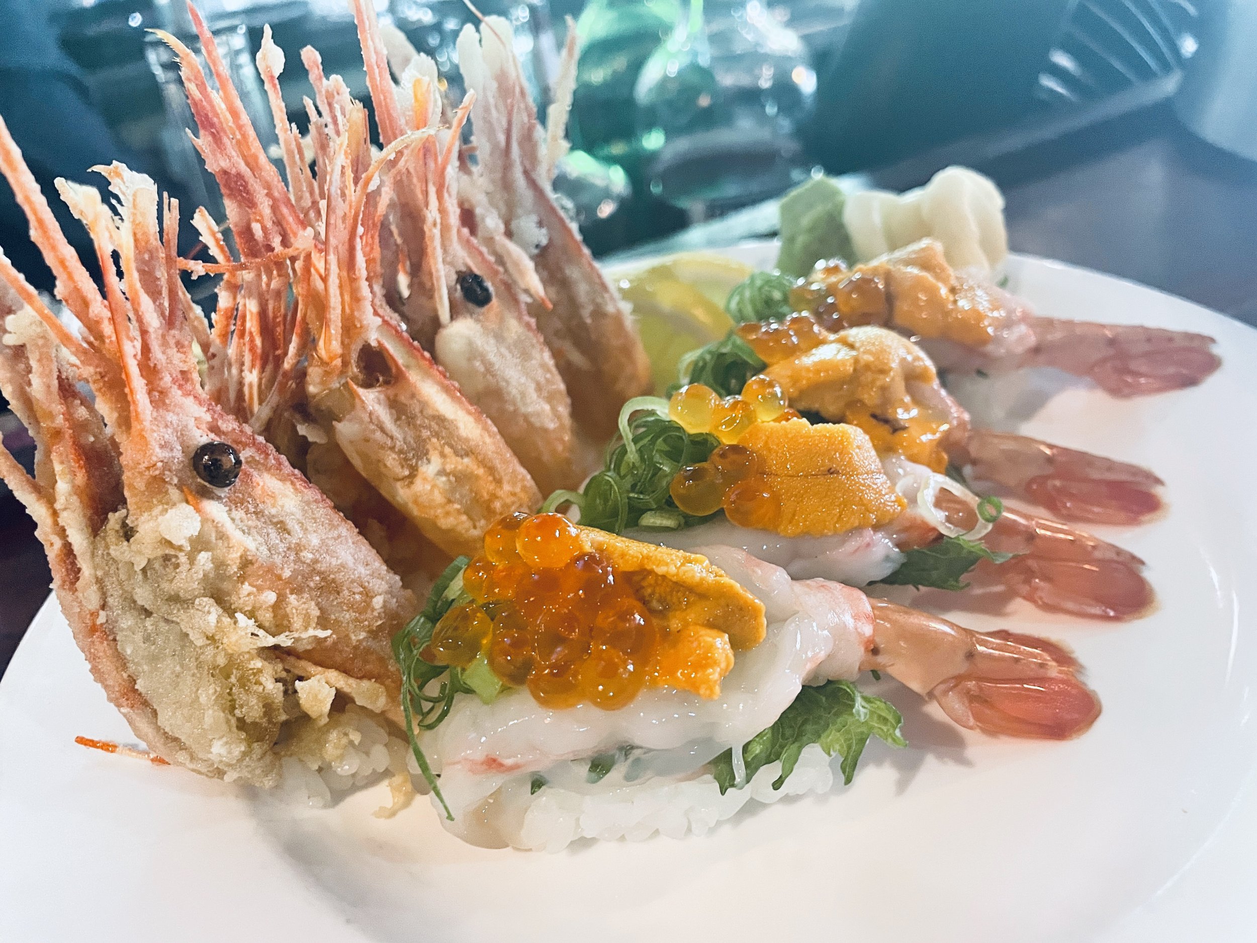 Sweet Shrimp with Uni and Ikura