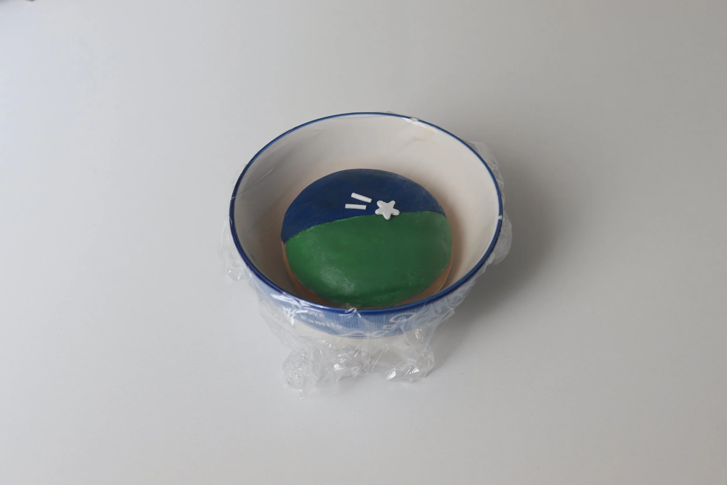  For Later  Paint on clay, plastic wrap, bowl  2026 