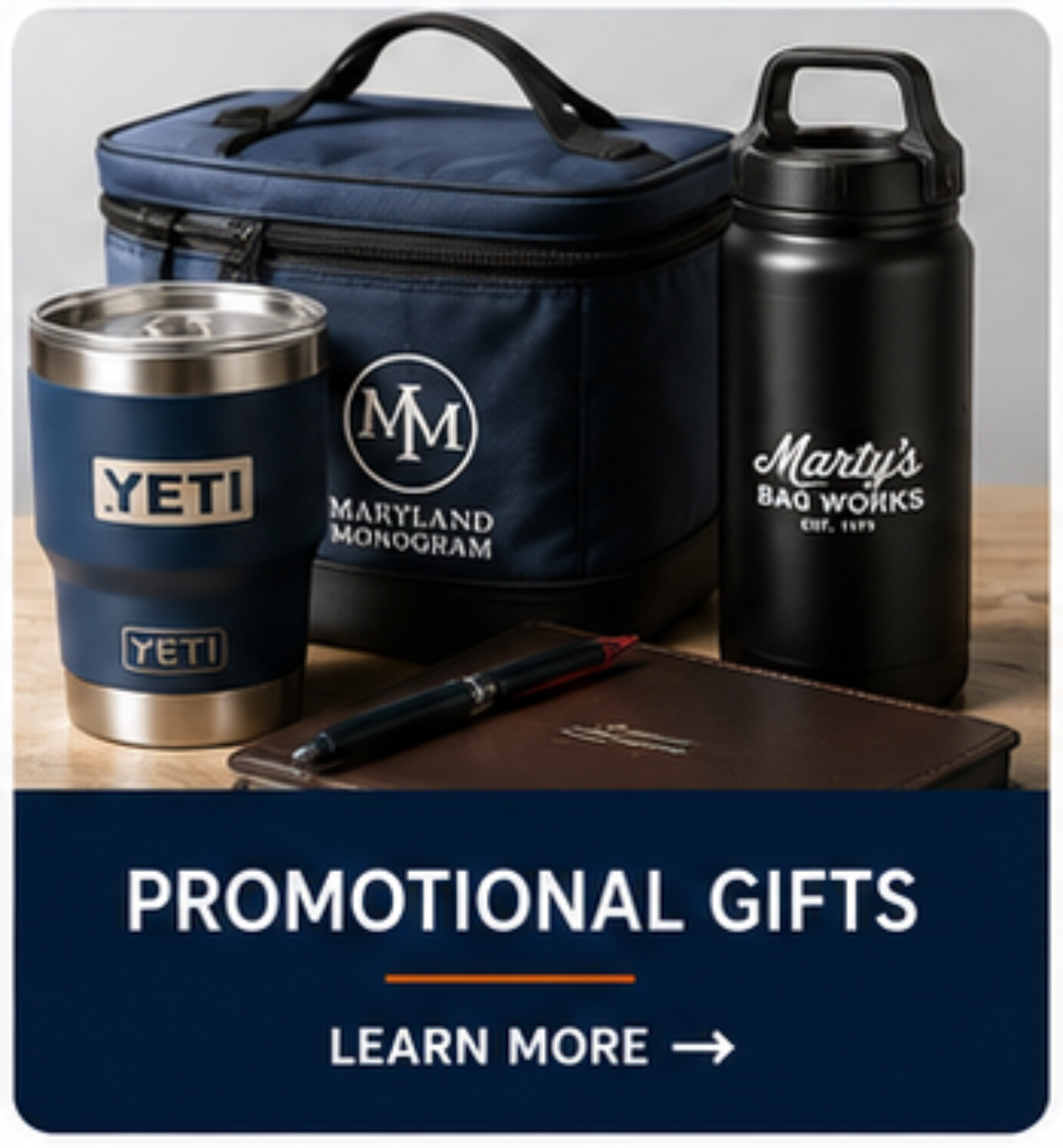 Corporate branded promotional products.