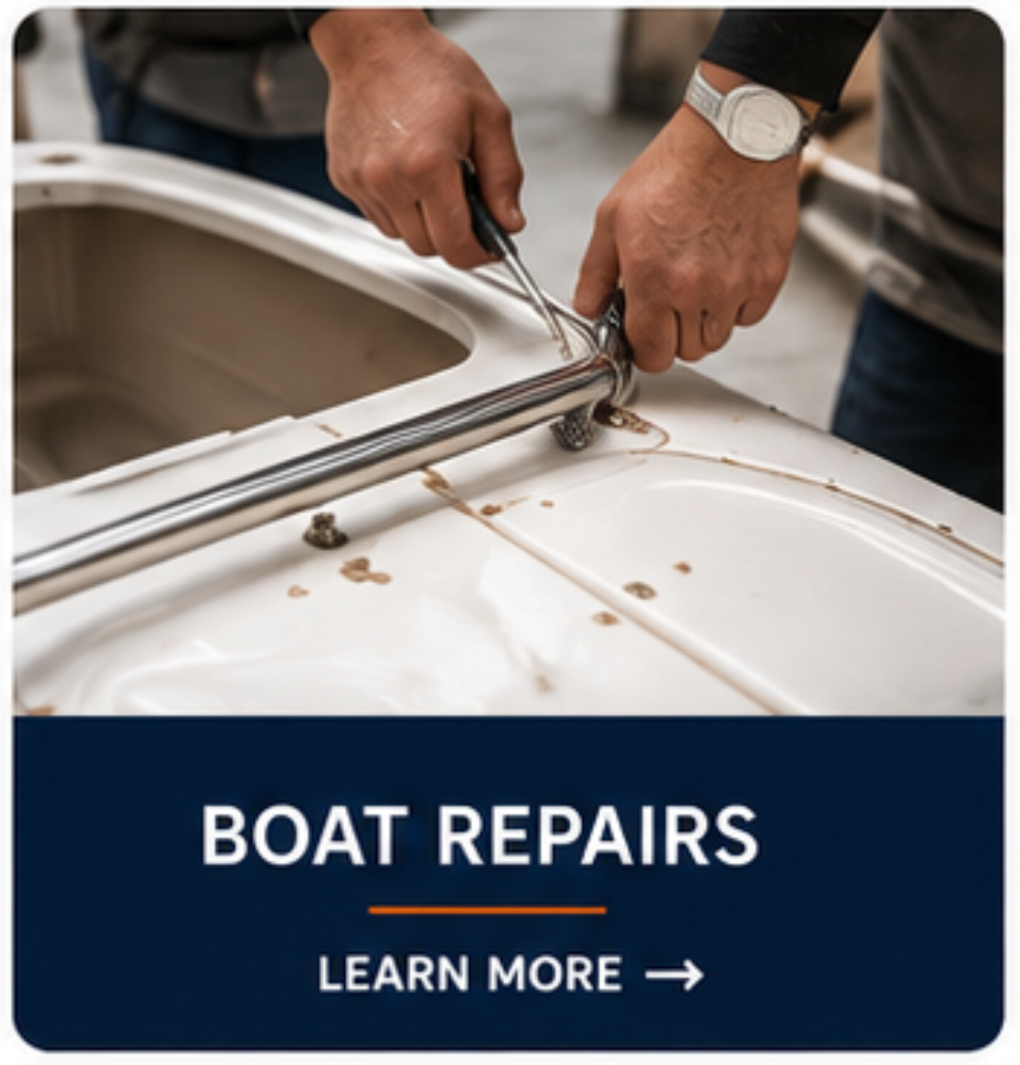 Boat canvas and cushion repairs.  We repair zippers, tears, worn areas, holes and thread restitching on boat Sunbrella canvas and upholstery.