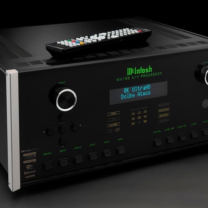 Experience the epitome of luxury home entertainment with the McIntosh MX123 A/V Processor. It seamlessly marries McIntosh's timeless sound quality with cutting-edge home theater technologies, delivering an unrivaled cinematic experience.

Turn your l