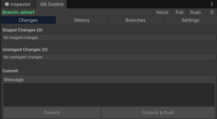 Unity Git Client Window — Cory