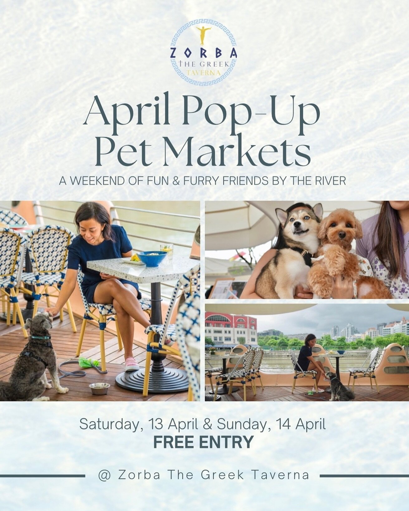 Join us for a tail-wagging good time at our April Pop-Up Pet Markets! Discover unique treats, toys, and treasures for your furry friends from local pet vendors. 

🐾Zorba is a pet-friendly f&amp;b establishment and guests are encouraged to bring thei