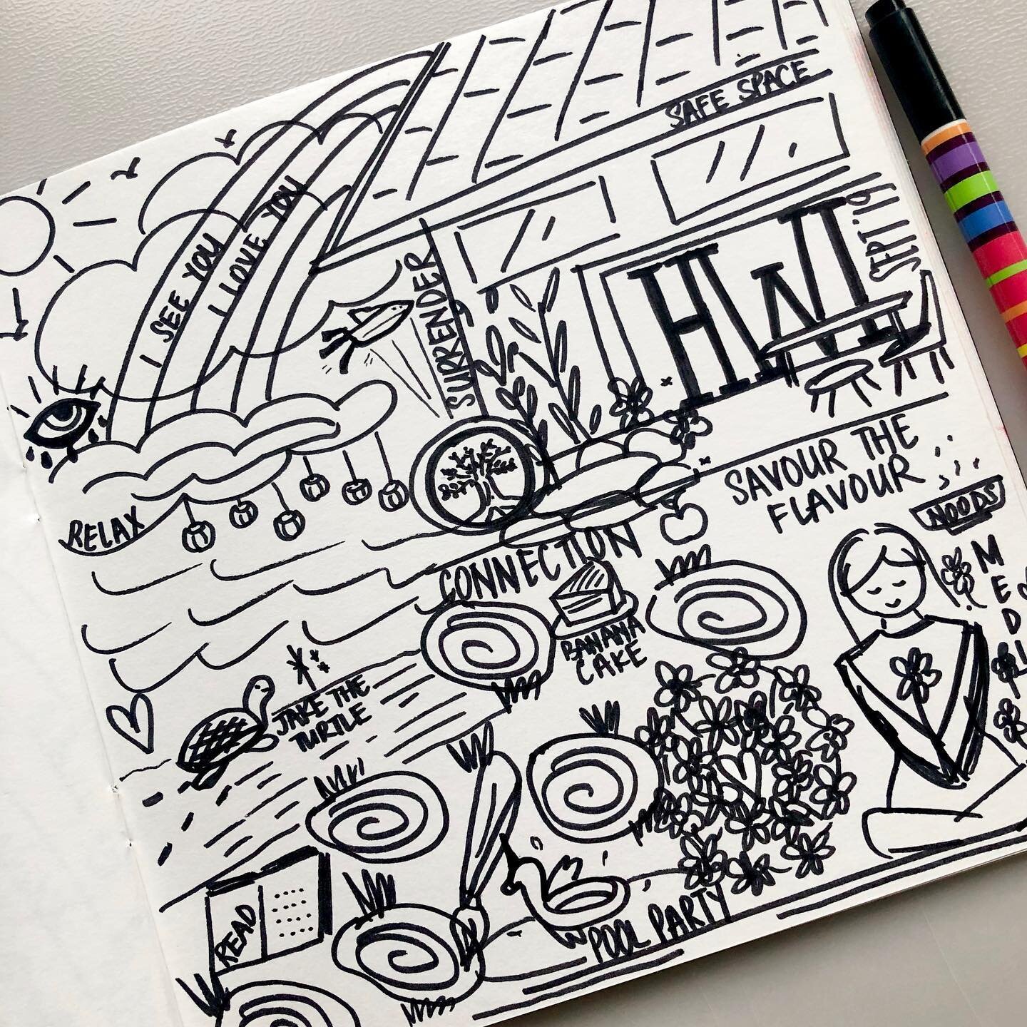 We love this doodle @gigigohlim shared with us as she reminisces the special time she and her children spent with us in Bali! 🥰
We so miss making marigold mandalas, sharing stories over freshly cooked meals and connecting with ourselves and others! 