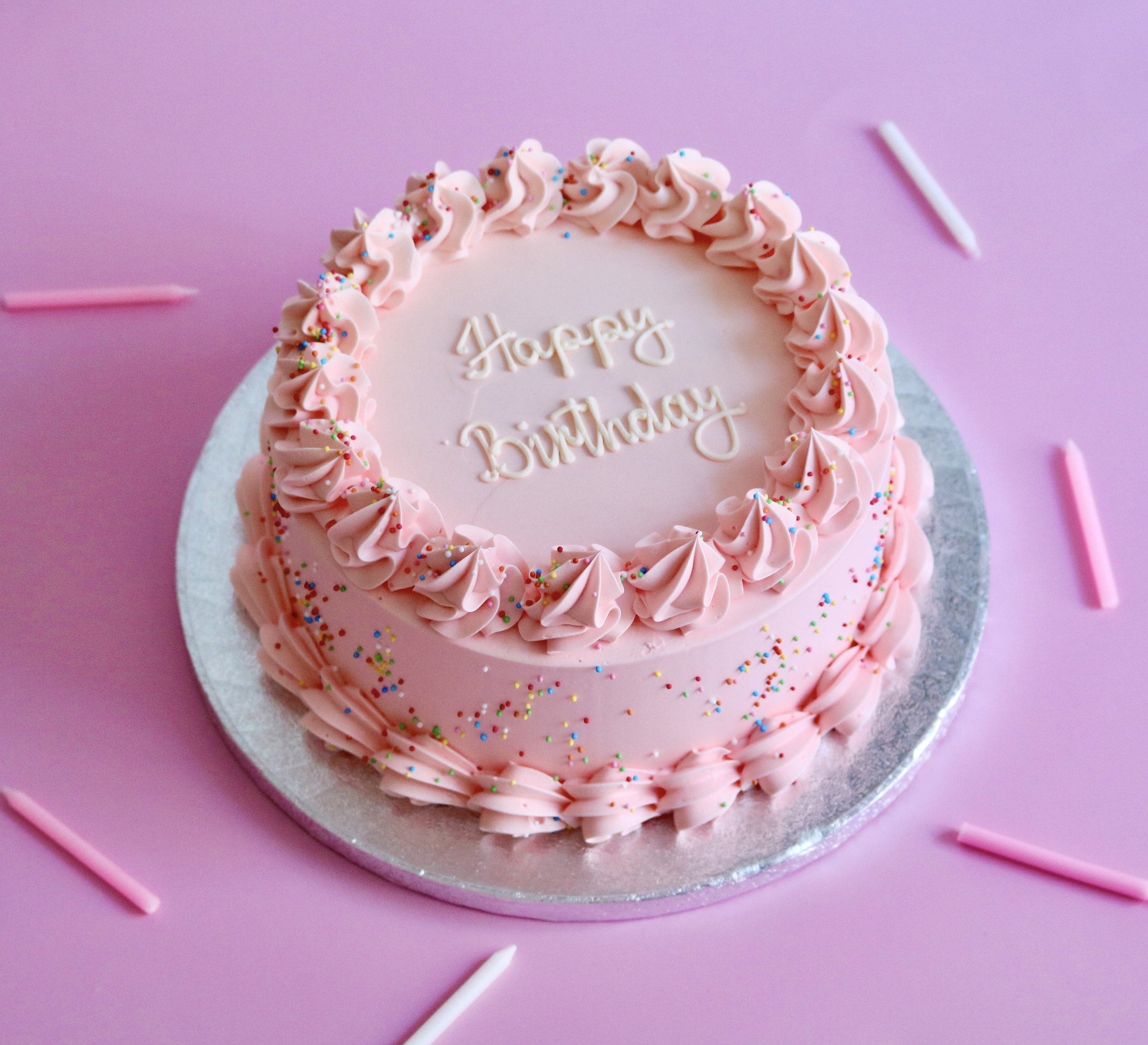 pink sprinkle cake