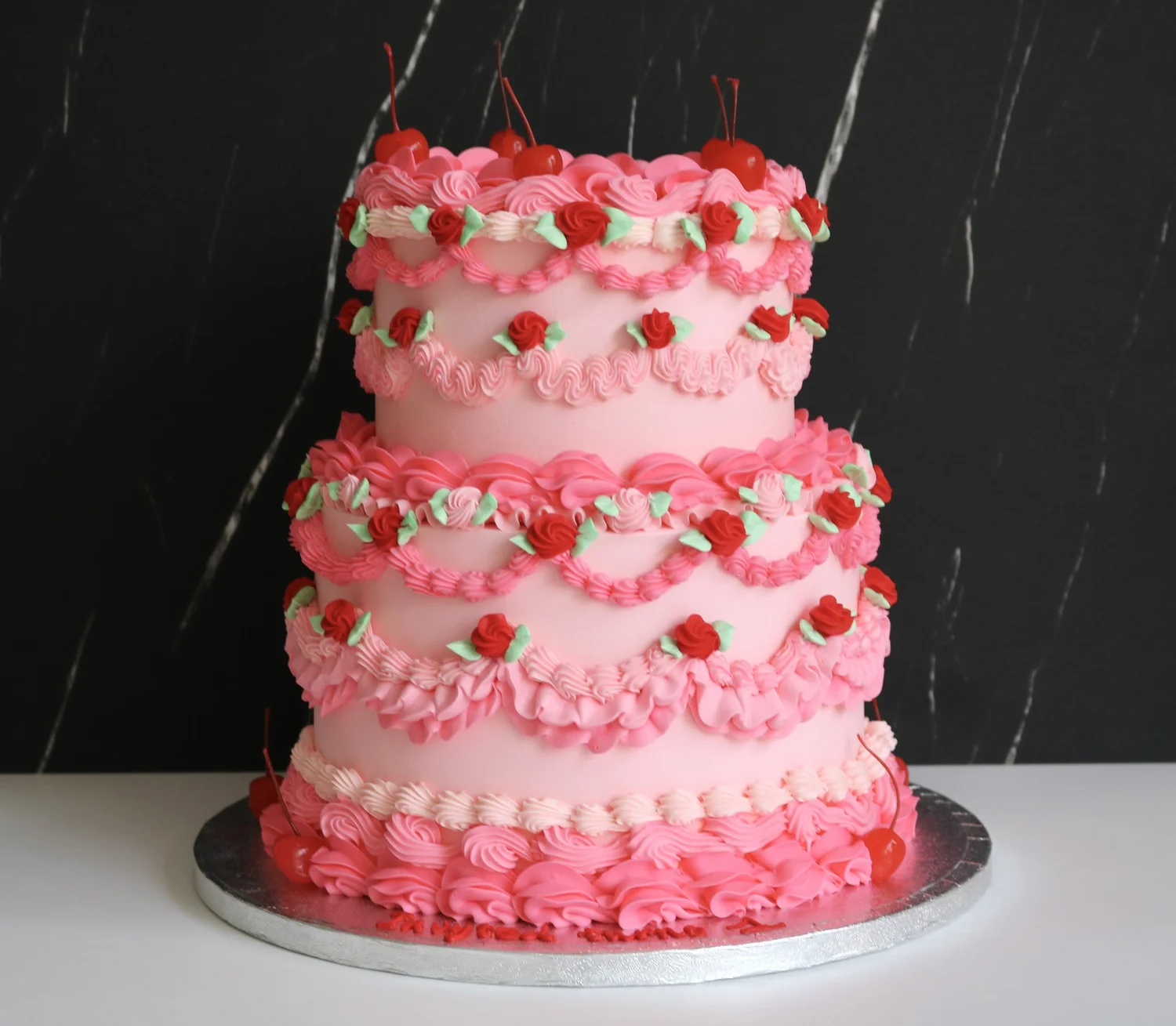 Pink Ribbion Cake Ribbon Cuteness | Vintage Cake | London | Em Cakes