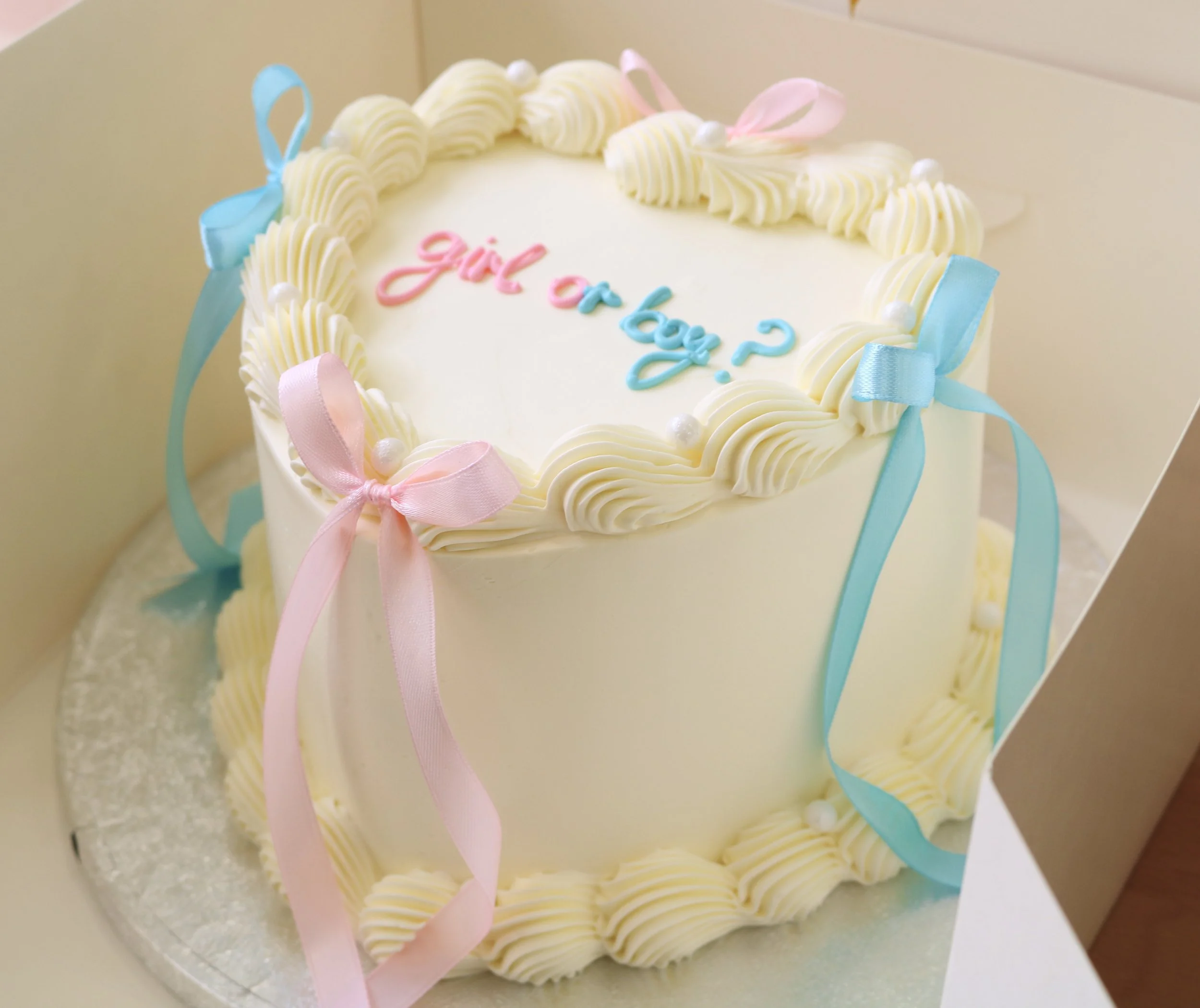 Gender Reveal Ribbon Cake