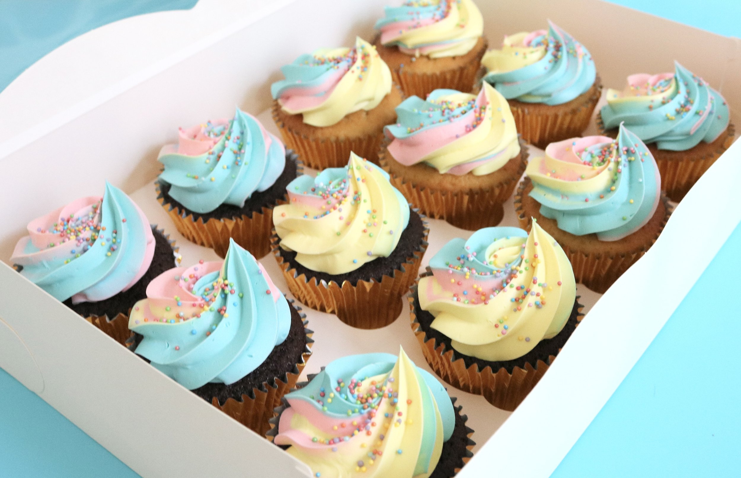 pastel rainbow cupcakes for birthday in london