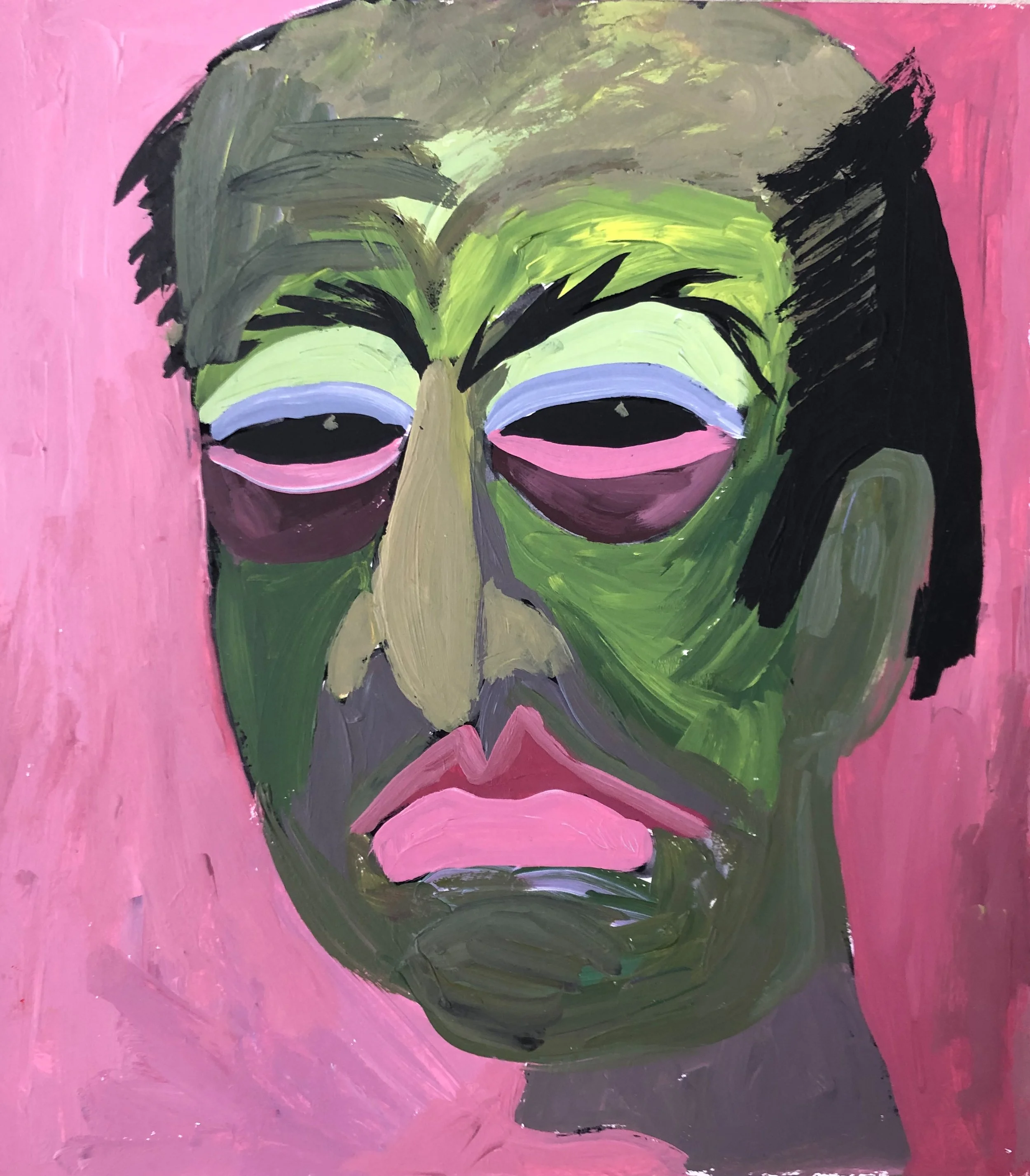 Face with black eyes