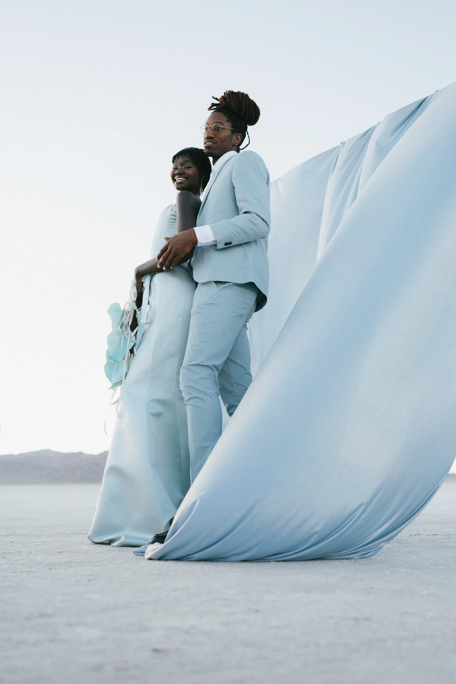 Cool Blue at Bonneville: An Editorial Ocean-Inspired Elopement at the Utah Salt Flats