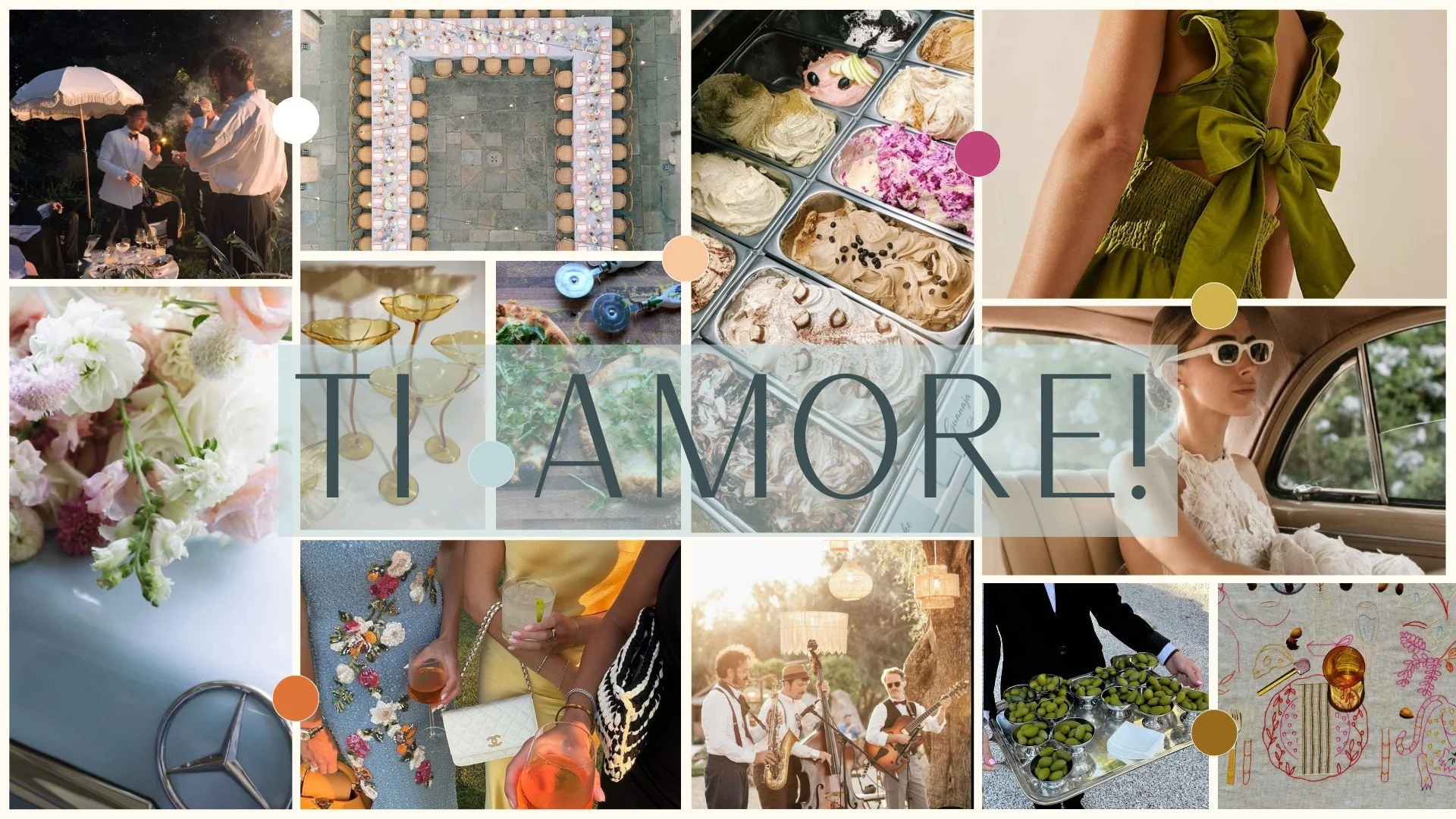 wedding mood board with an italian theme