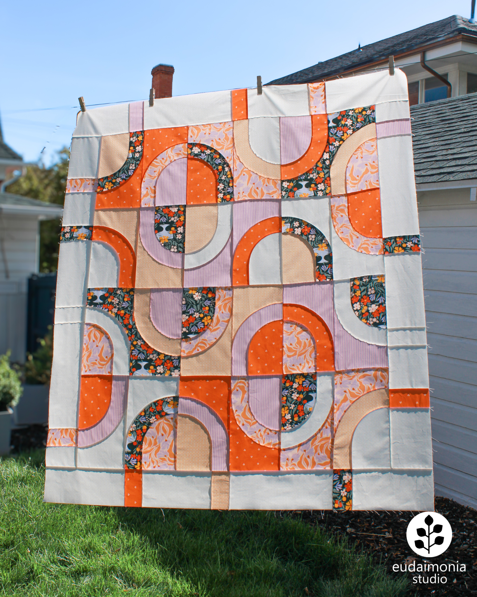 Currents Quilt - Tangerine Version — Eudaimonia Studio