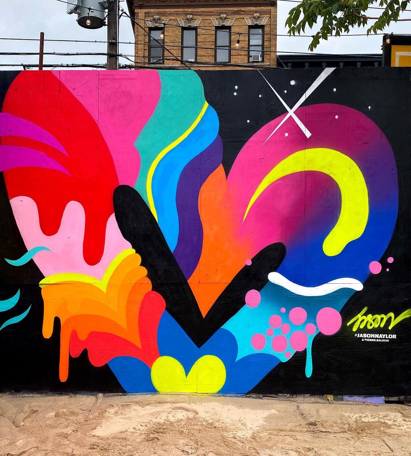 OPN HEART mural at the @brooklynbeergarden in Bushwick. NY fam, If you haven&rsquo;t been here yet you have to check this place out this summer. FILLED with art from all the homies in the #streetart community. Good place to get a beer, good vibes and