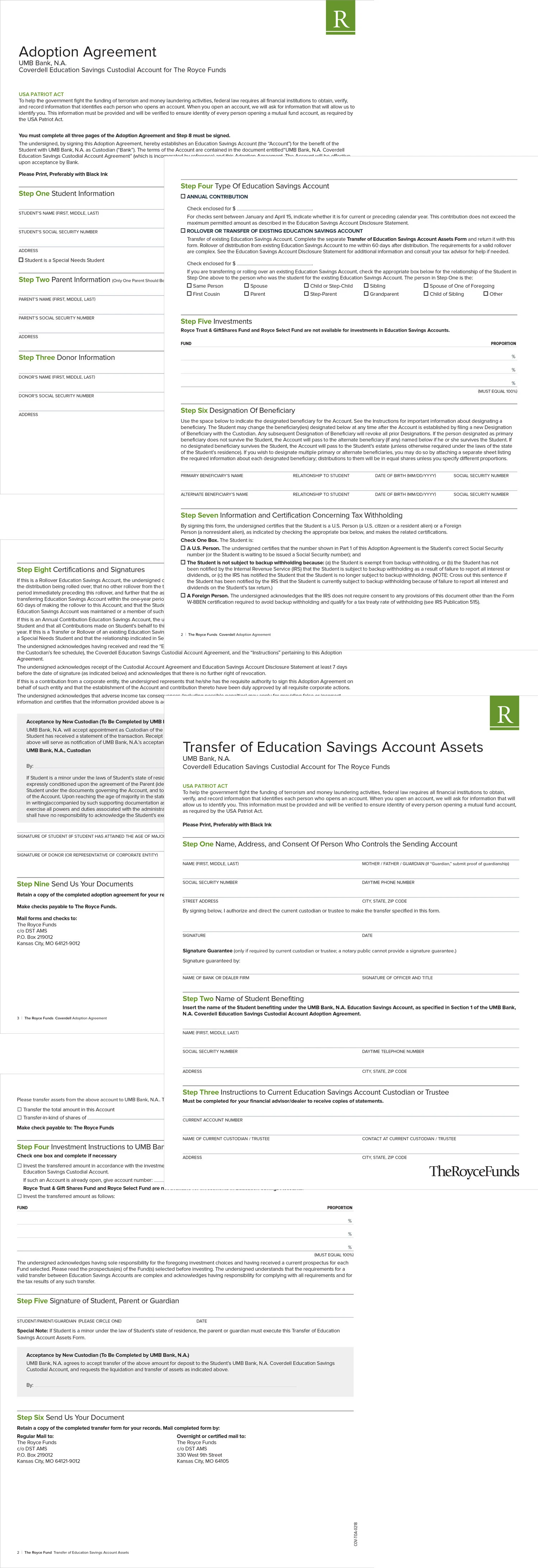  Agreement and Transfer Forms 
