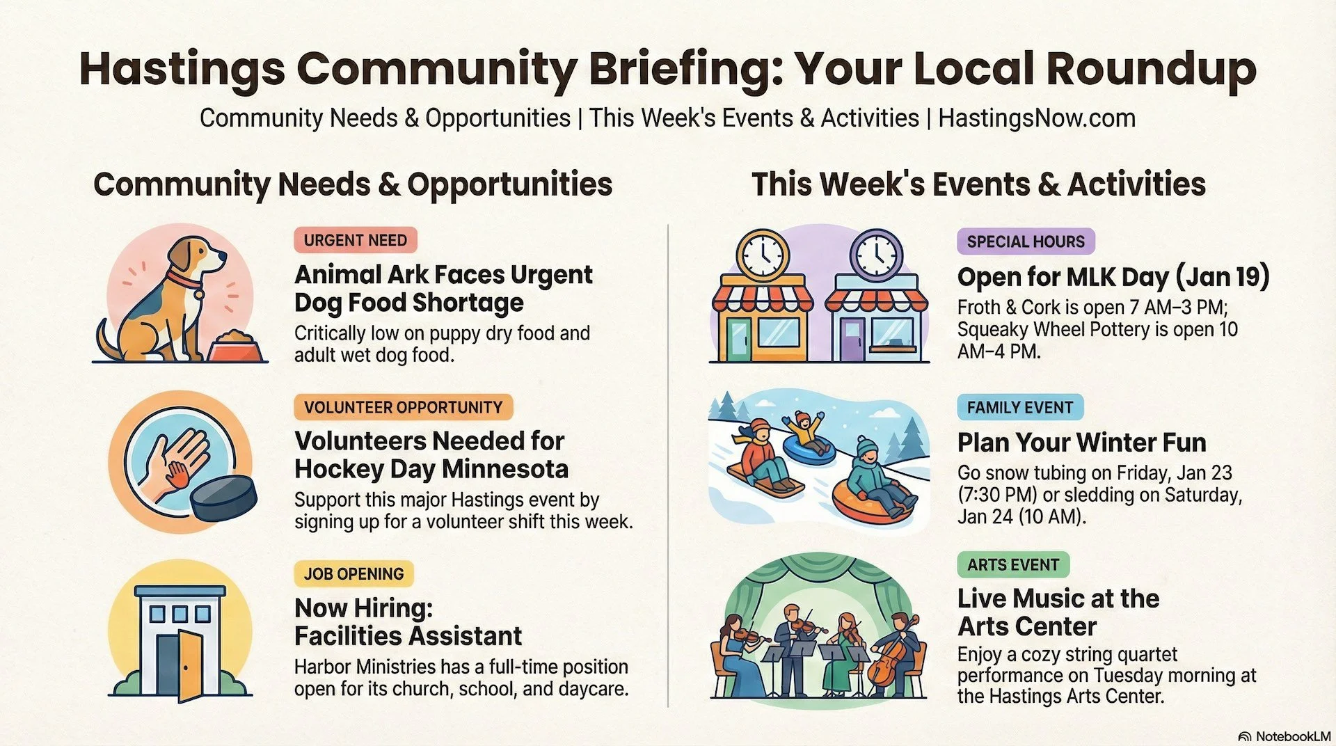 Hastings Monday Briefing (Jan 19): Animals, Arts &amp; Entertainment, Beliefs, and the Latest