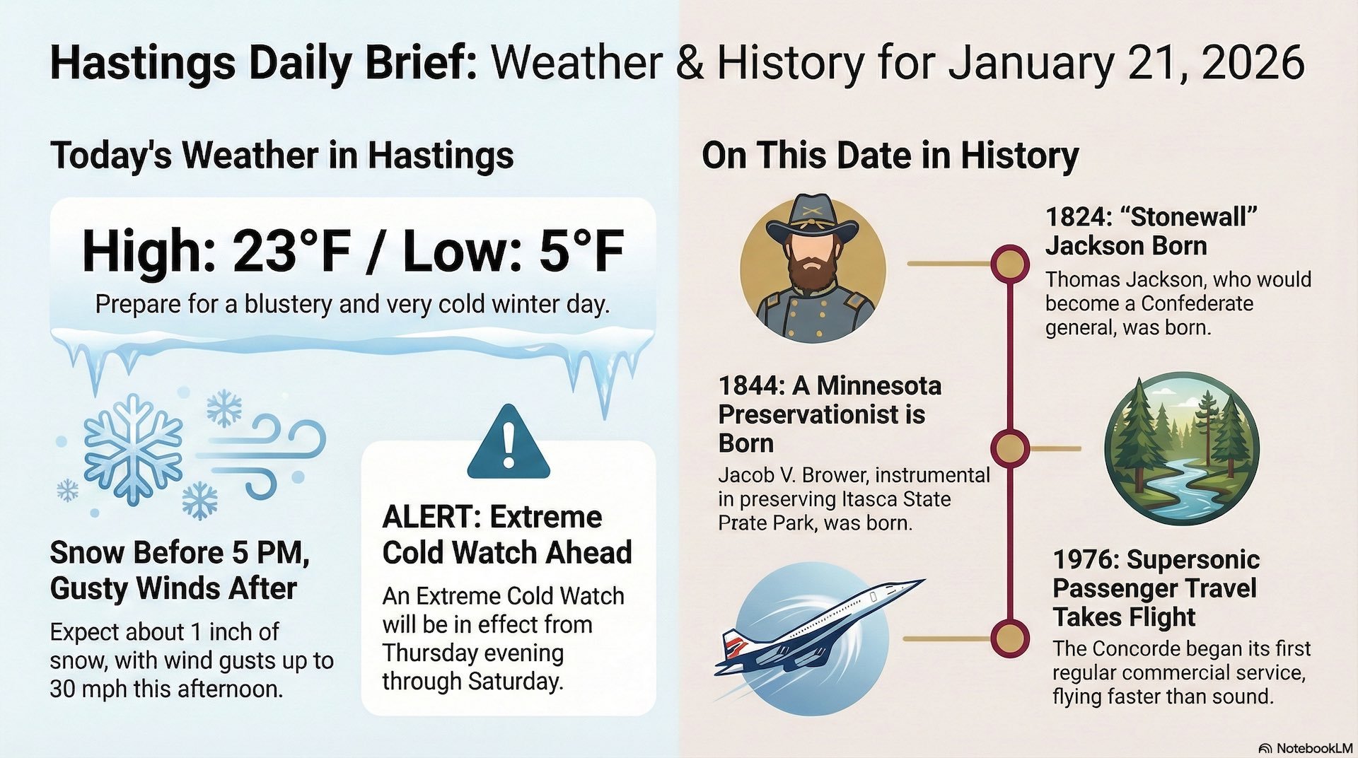 Hastings, MN Weather + On This Date: Wednesday, January 21