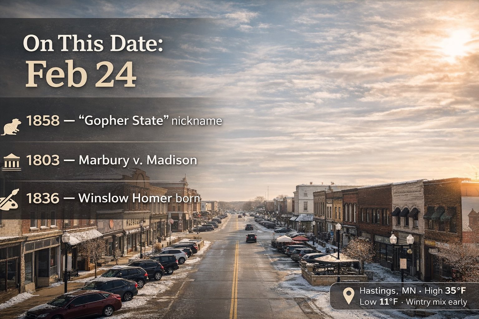 Hastings, MN Weather + On This Date: Tuesday, February 24