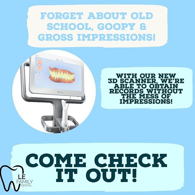 NO MORE IMPRESSIONS‼️
Come check out the new technology at our office. 
No more messy, slimey impressions = more efficient, accurate work!