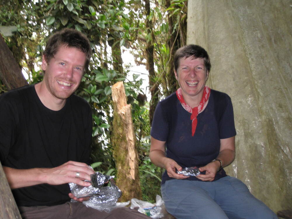 Ann with a fellow student in Ecuador.