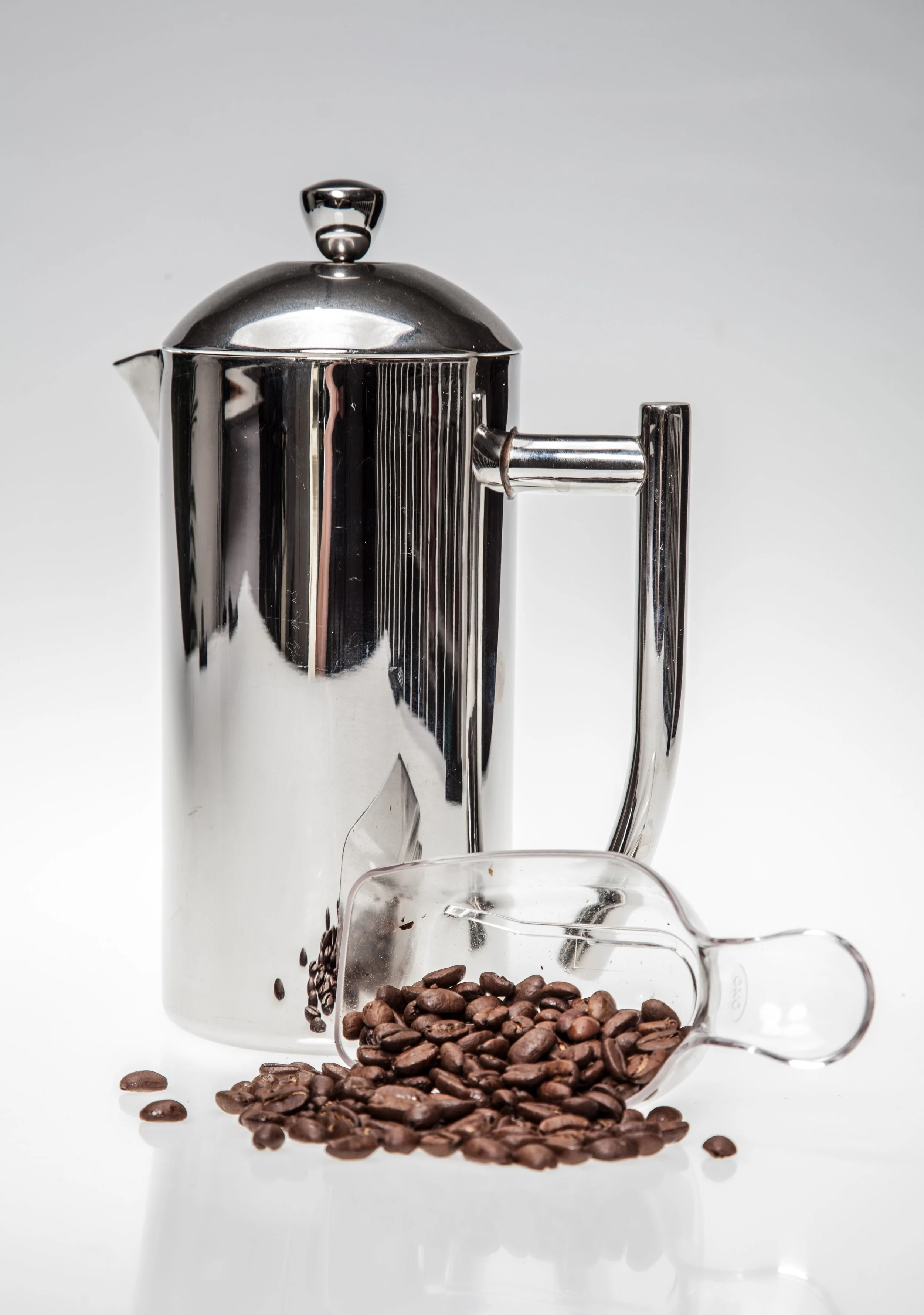 Coffee Plunger and beans