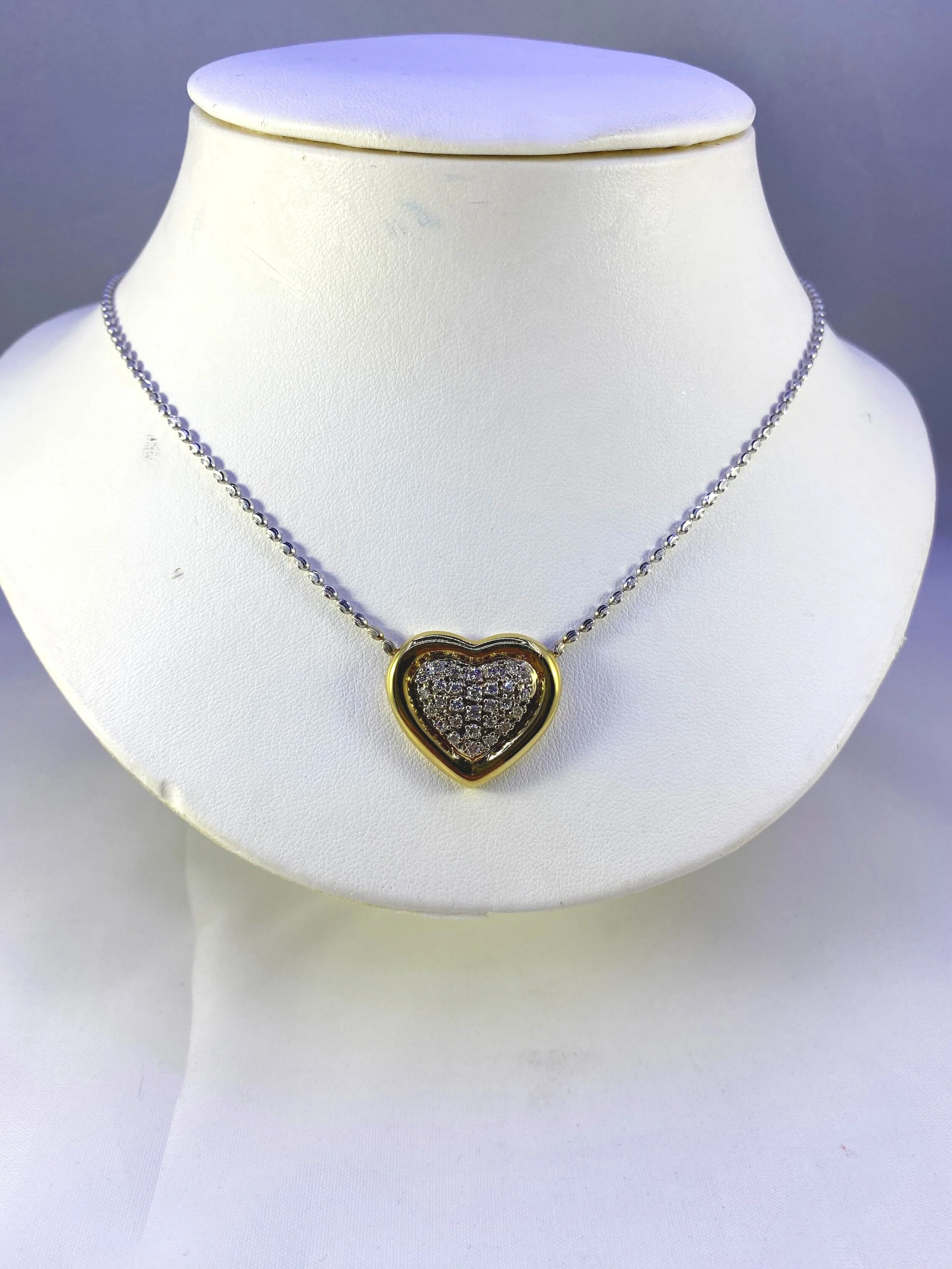 DIAMOND CLUSTER HEART PENDANT 14K