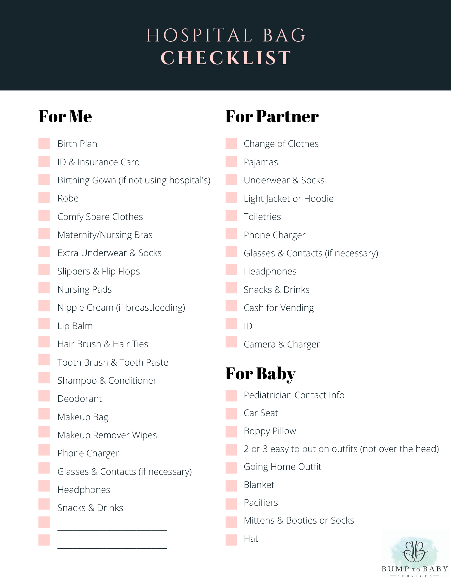 Hospital Bag Checklist