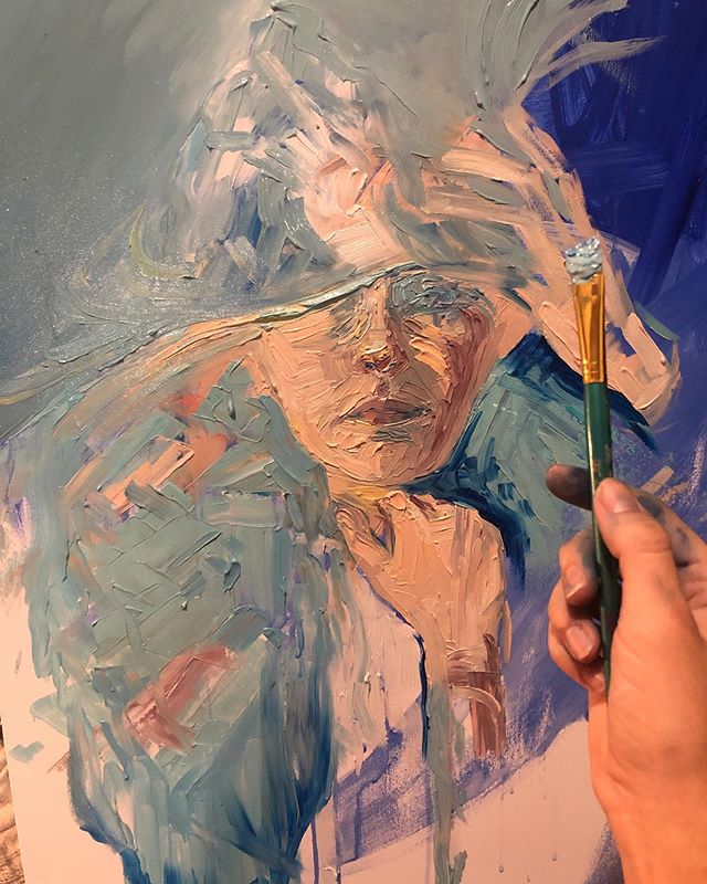 idk who she is quite yet &mdash; but she&rsquo;s tapping into her subconscious 🧠
.
took a break from orders to start a new one tonight 🌙
.
➡️ swipe for post it .
#artistsupport#artistsoninstagram #instagramart #oilpaint #subconscious #meditation#sp