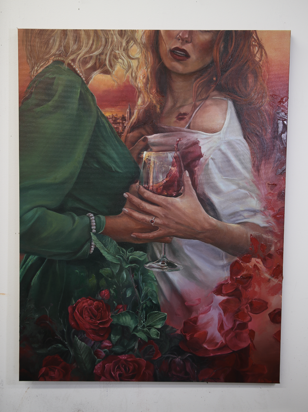 maroon, oil on canvas, 36" x 48", 2023