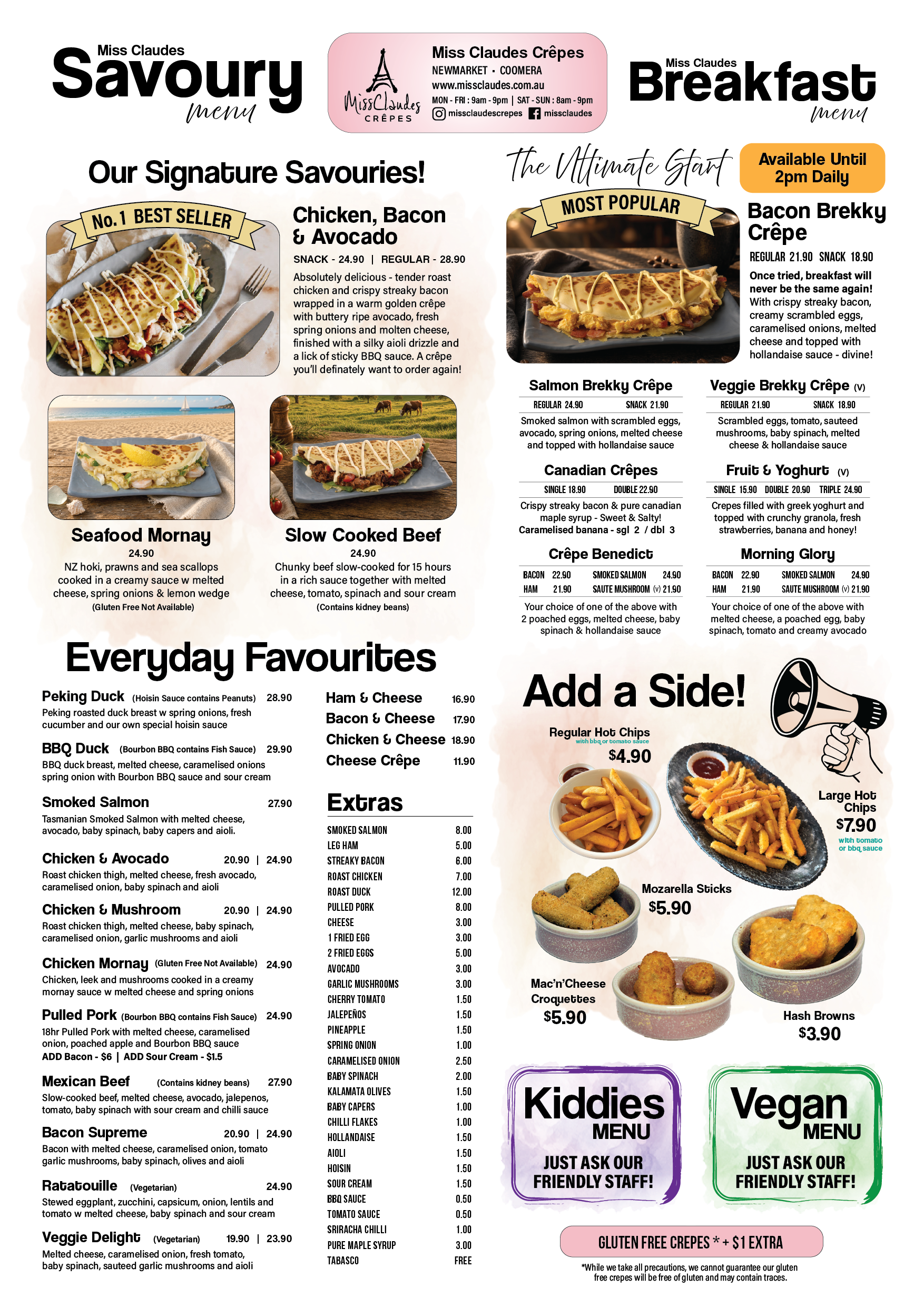 Savoury Crepe & Breakfast Menu