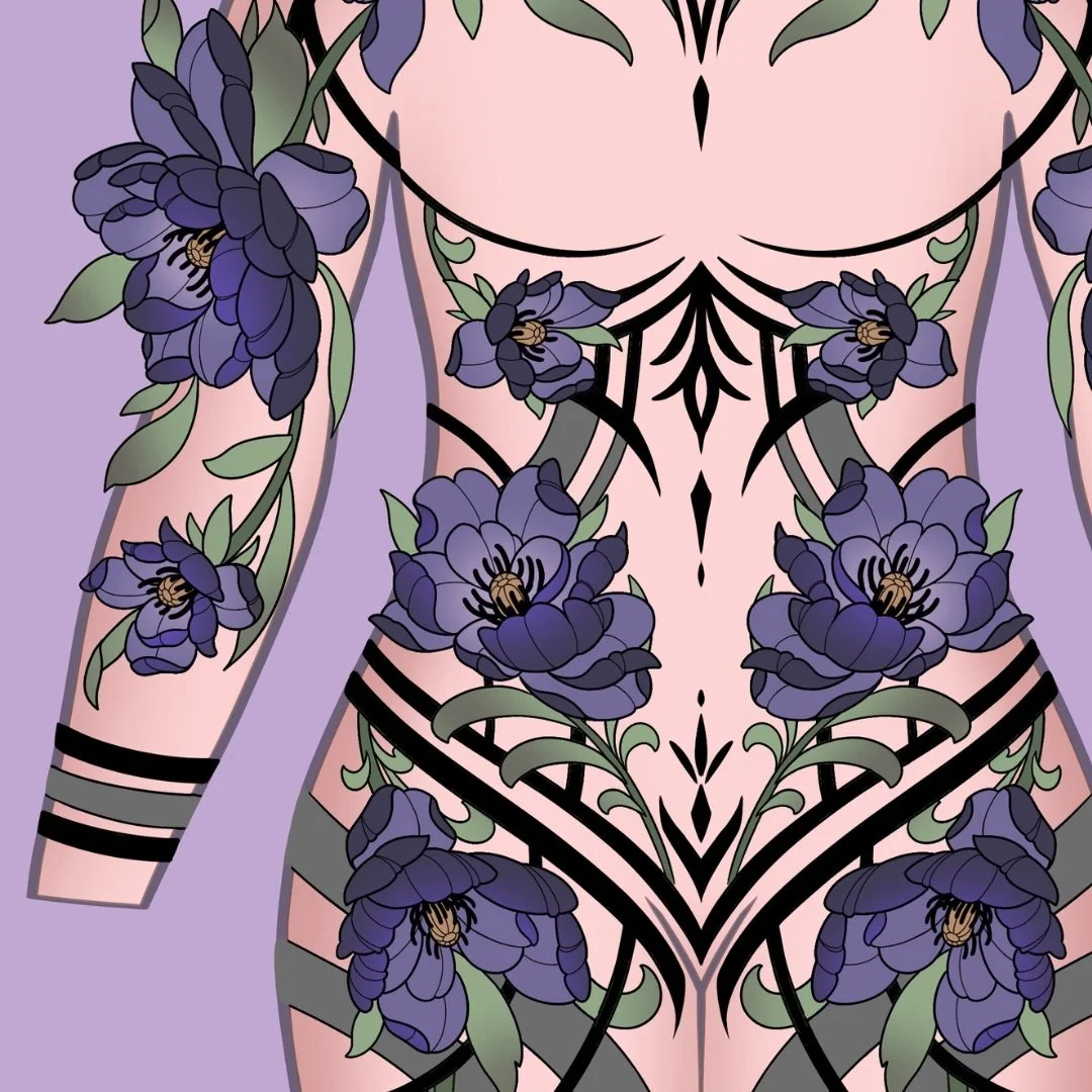 Full seamless body suit concept ✨

Designed with flow, symmetry and long-term readability in mind. 
Would make for a massive project but probably one of my favourite concepts I&rsquo;ve drawn so far.

This concept can be altered and made to adorn all