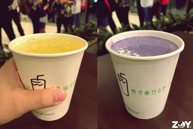 Calamansi Limeade (Small: P130) and Ube Shake (P190)