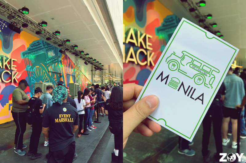 The line at Shake Shack (left) and the ticket (right)