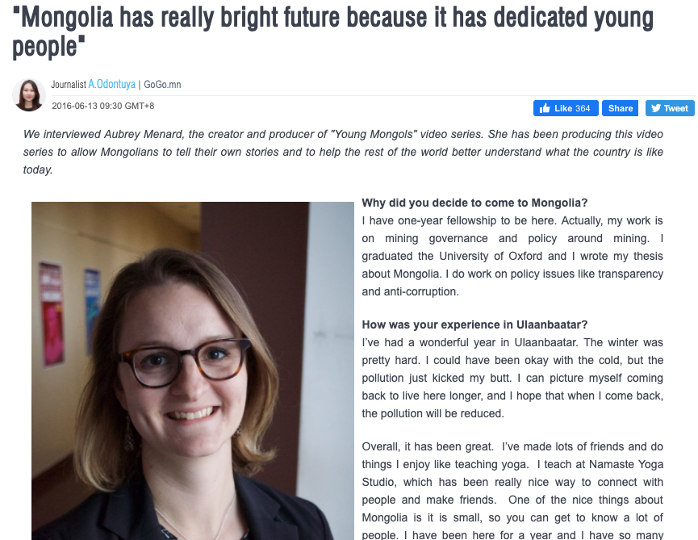 "Mongolia has really bright future because it has dedicated young people"