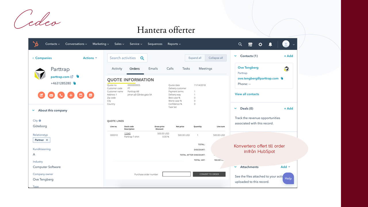 Epicor & iScala integration med HubSpot — Cedeo
