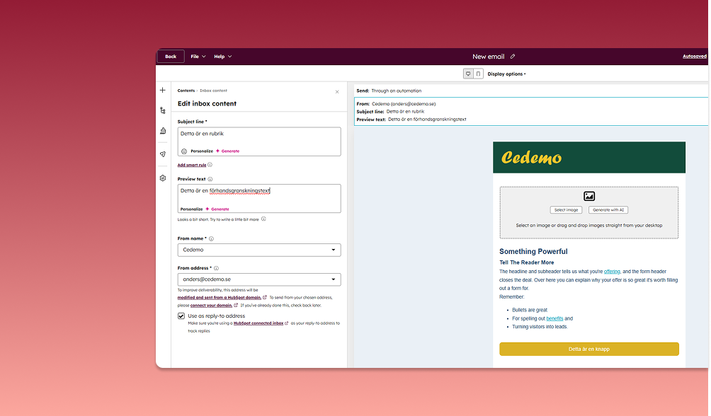 Förbättrad e‑posteditor i HubSpot