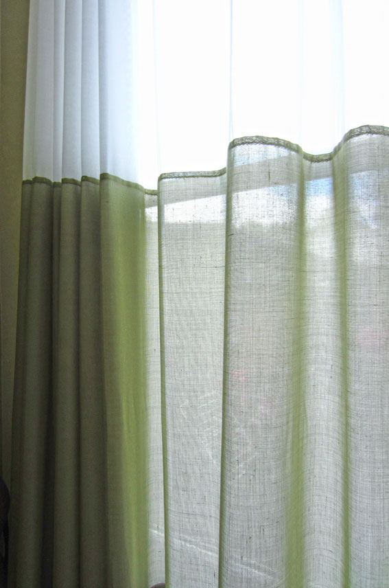 Begunstigde seksueel streep Gordijn No.34 Lagen wit en groene vitrage filteren zon | Kimik Design  Gordijnen