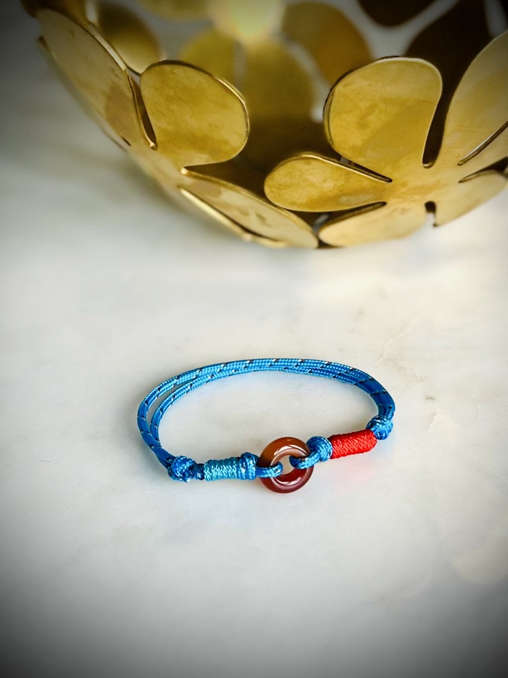 beach babe/boy armband mit Segelschnur und vintage-Karneol unisex von frohlotte