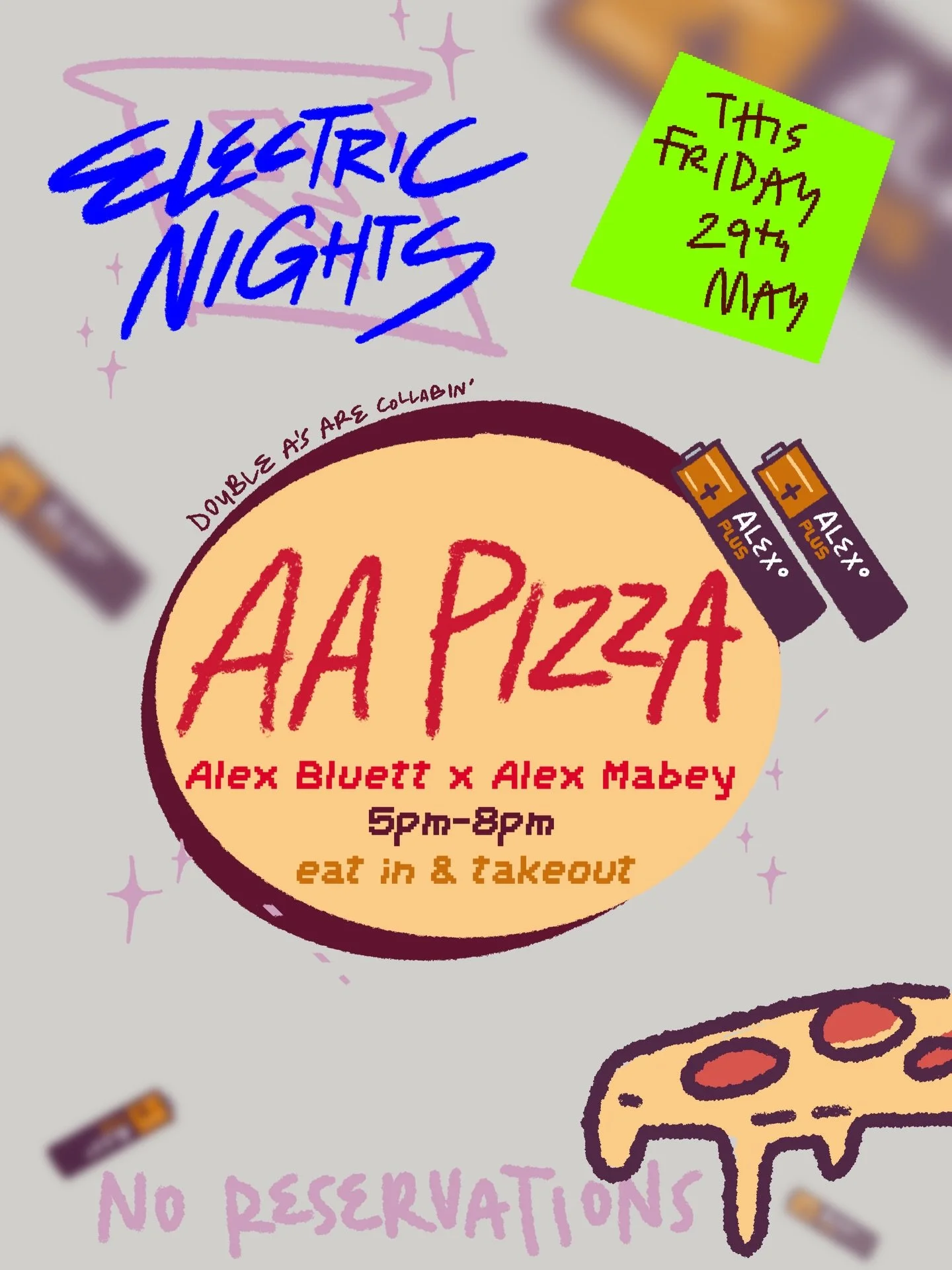 🍕🍕🍕
Double A&rsquo;s are back

ONE NIGHT ONLY 
Friday 29th May
5pm-8pm or sell out
No reservations
Everything in pizza boxes

➡️➡️➡️ MENU SUBJECT TO CHANGE but will read sorta like this