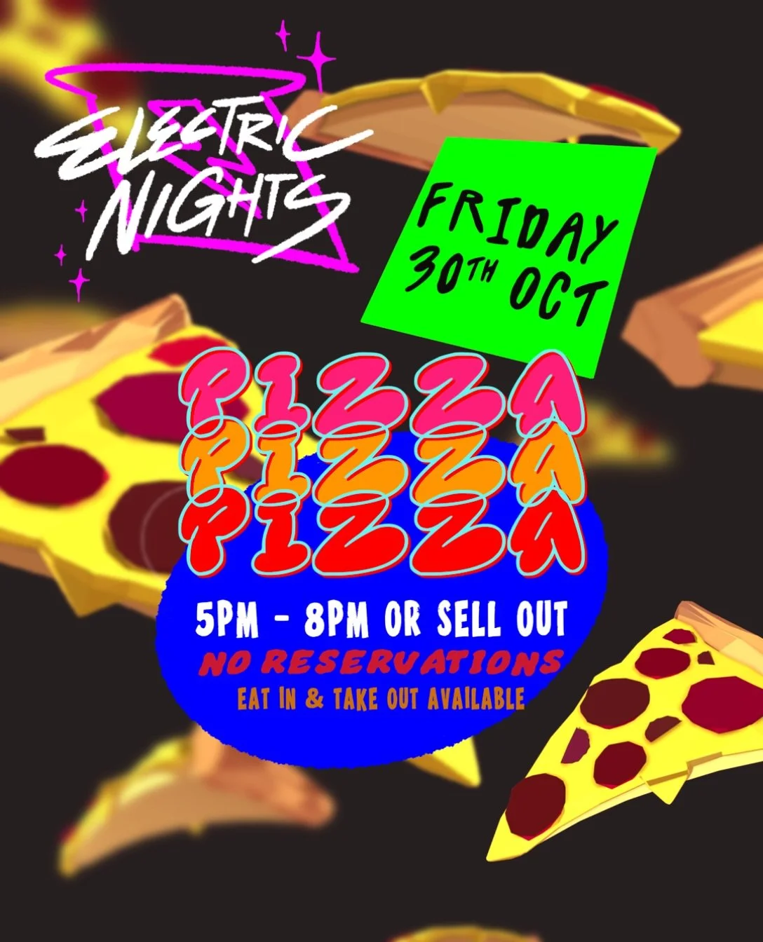 🍕🍕🍕
MENU TBC

ONE NIGHT ONLY 
Friday 30th Oct
5pm-8pm or sell out

Everything in pizza boxes

No reservations

assets by Dimitri S
fonts by @emmarstudio 
design by @christine_apiou