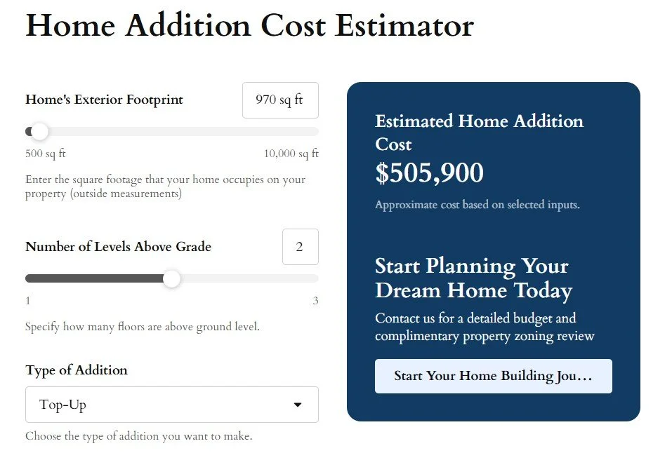 Our Home Addition Cost Calculator