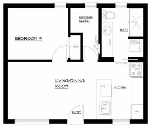  Example of a One Bedroom Garden Suite Floor Plan in Toronto 