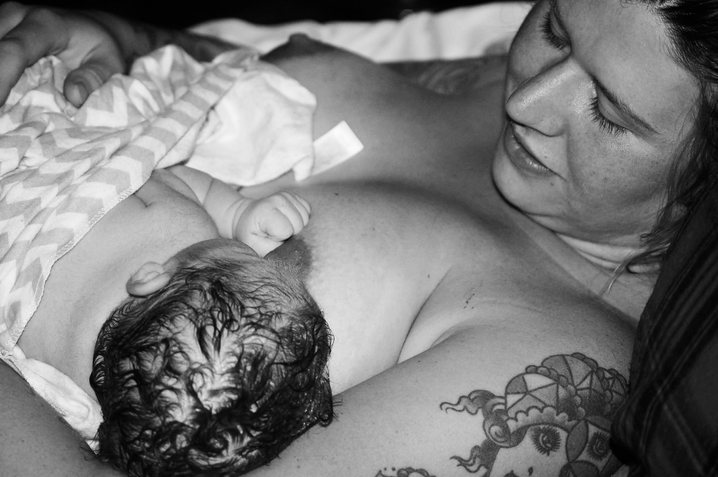 Mother and newborn baby at Maine homebirth
