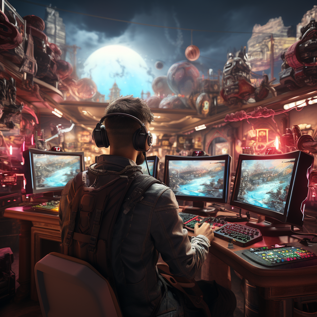 Les joueurs des jeux vidéos au cœur de mondes virtuels saisissants